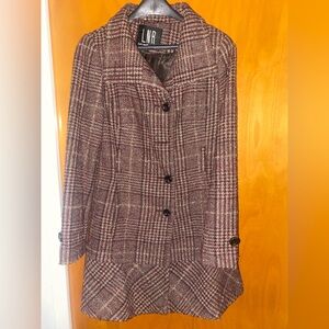 LNR Elegant Plaid Walker Trench Coat in Brown and Burgundy/Maroon Size 8